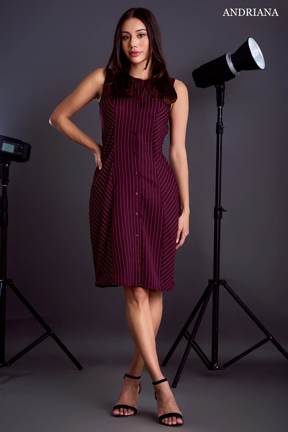 Andriana Women's Stripe Dress -  Formal Wear - Image 3