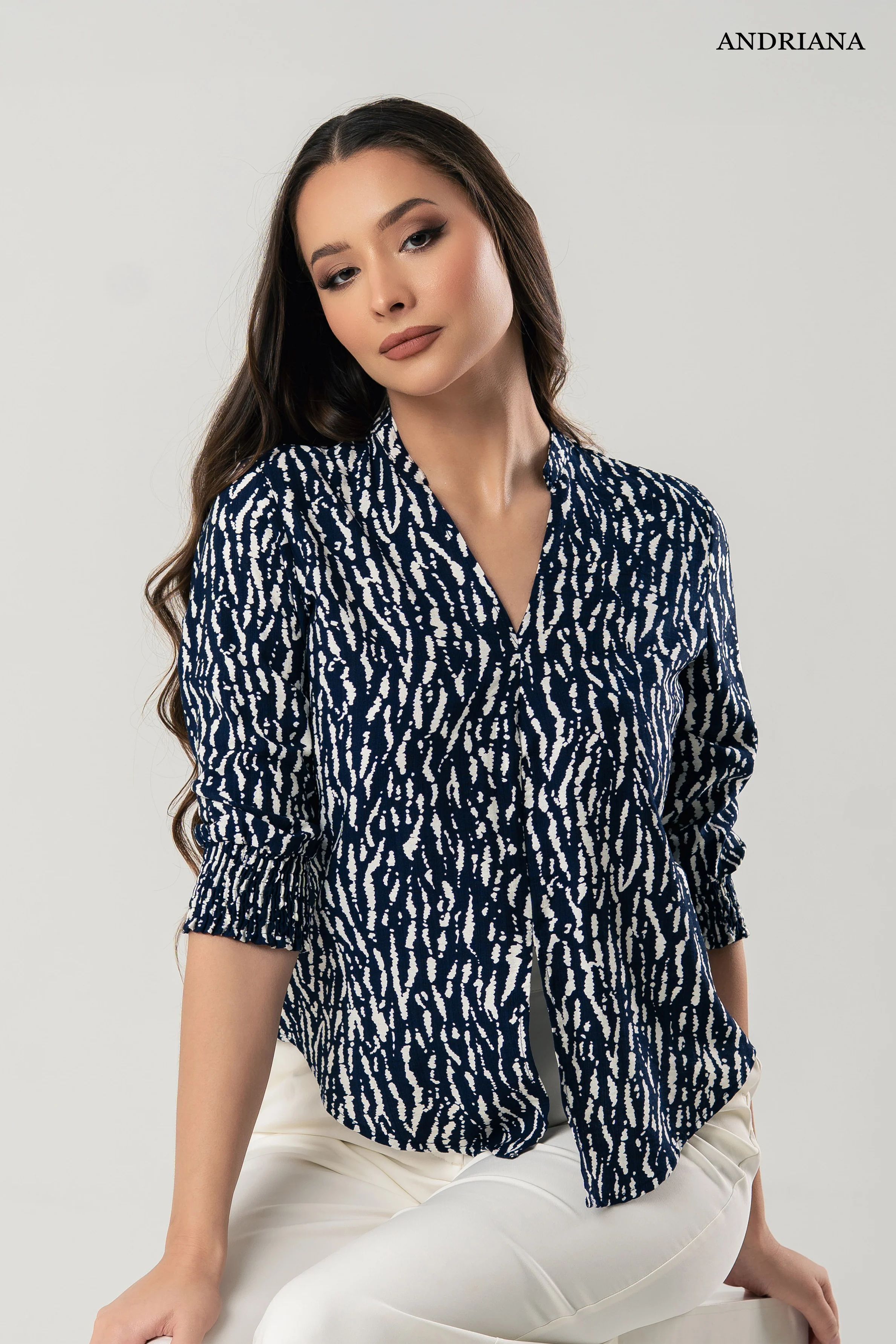 Andriana Women's Printed Blouse - Formal Wear - Image 3