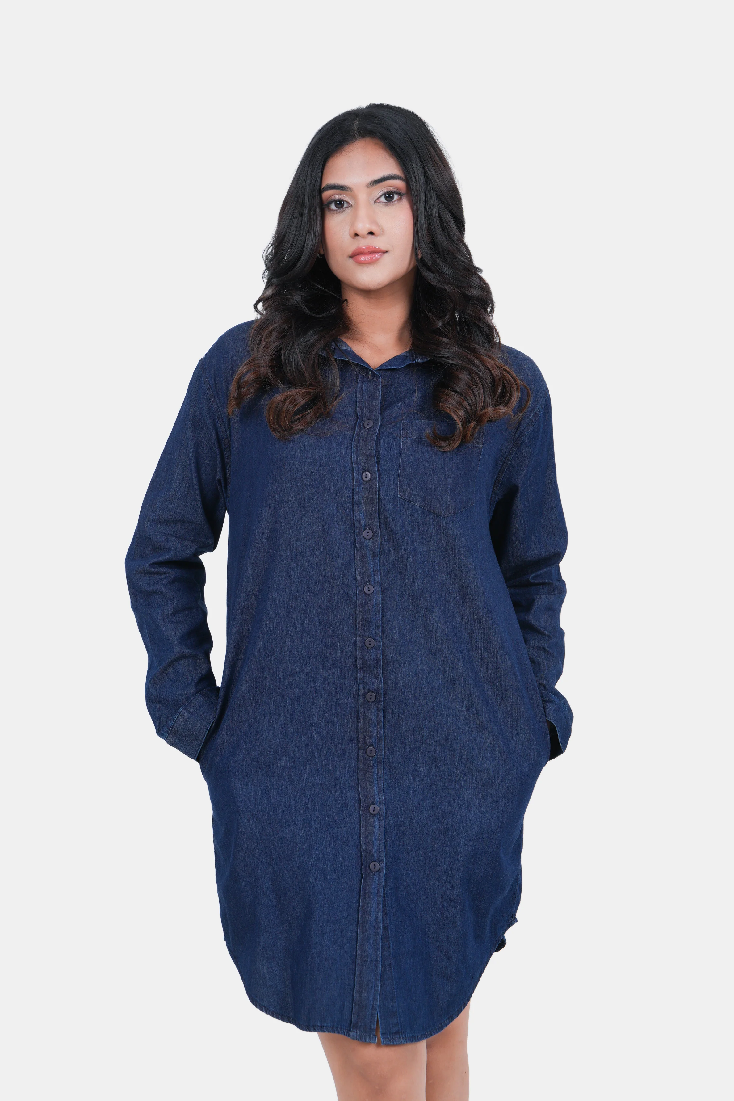 Modano Women's Denim Shirt Dress - Casual Wear - Image 3