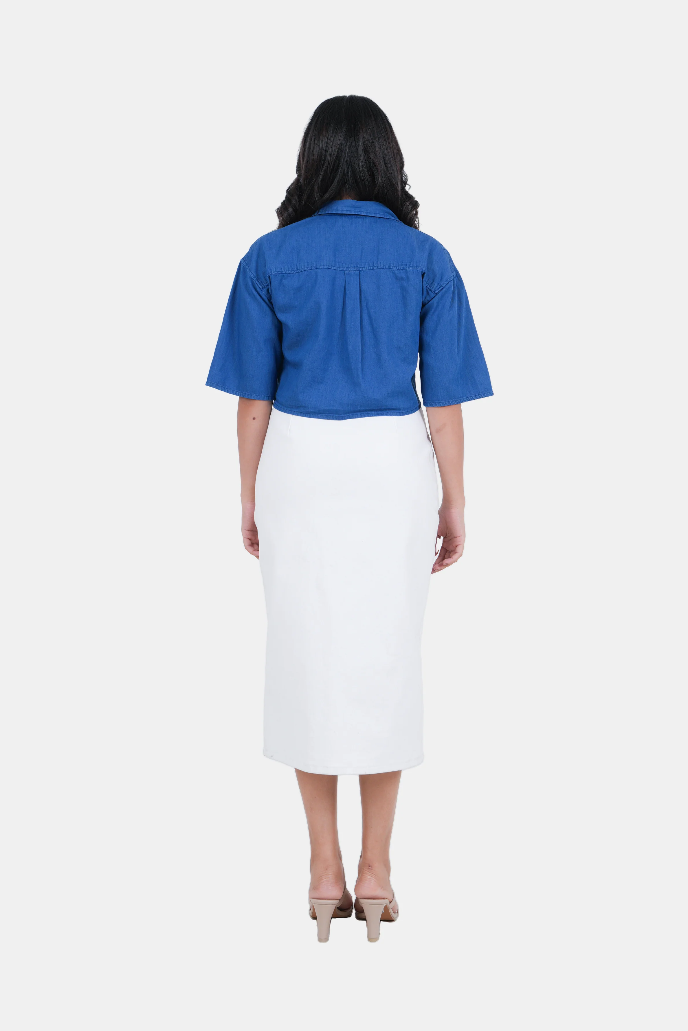 Modano Women's Denim Crop Shirt - Casual Wear - Image 7