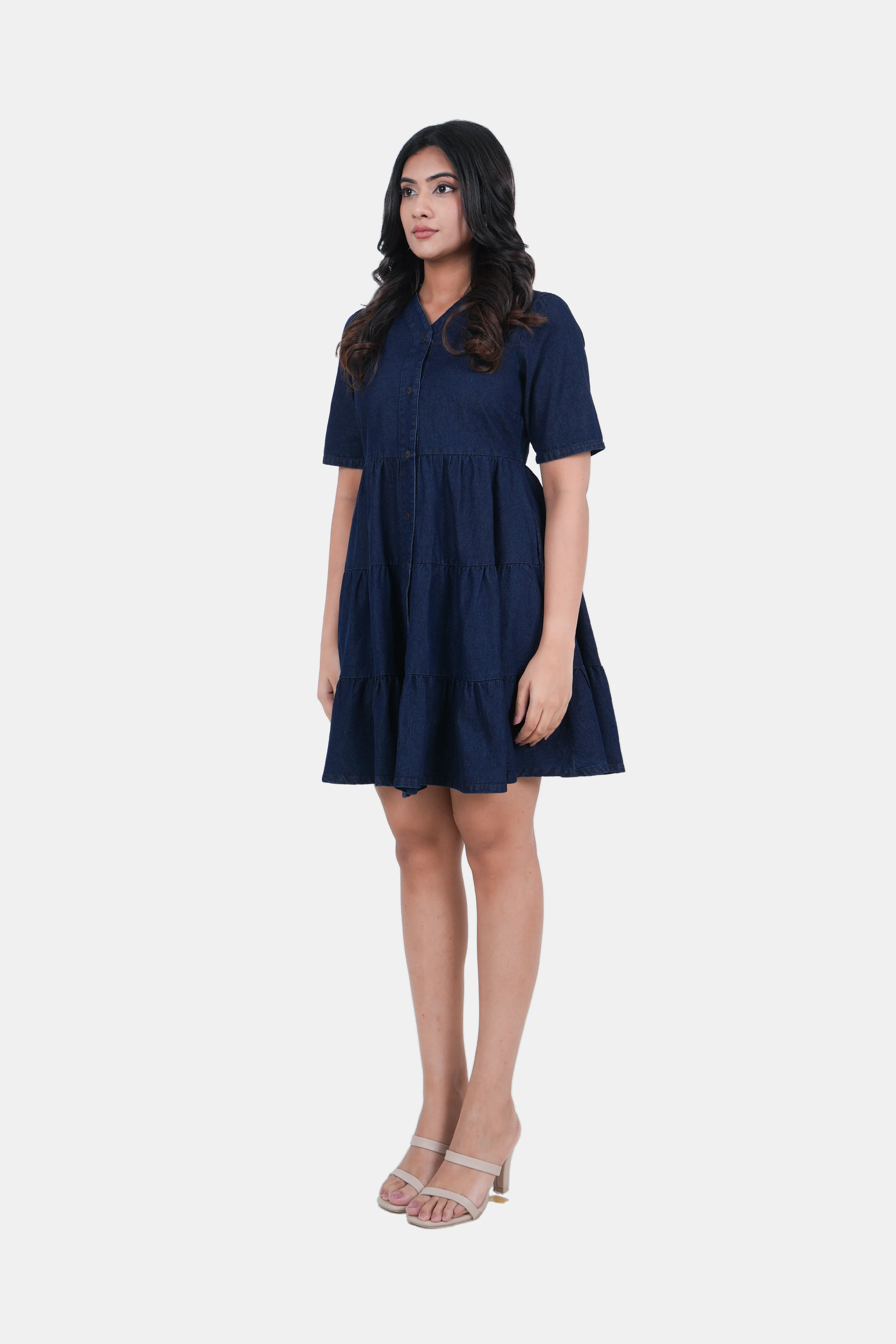 Modano Women's Denim Short Dress - Casual Wear - Image 5