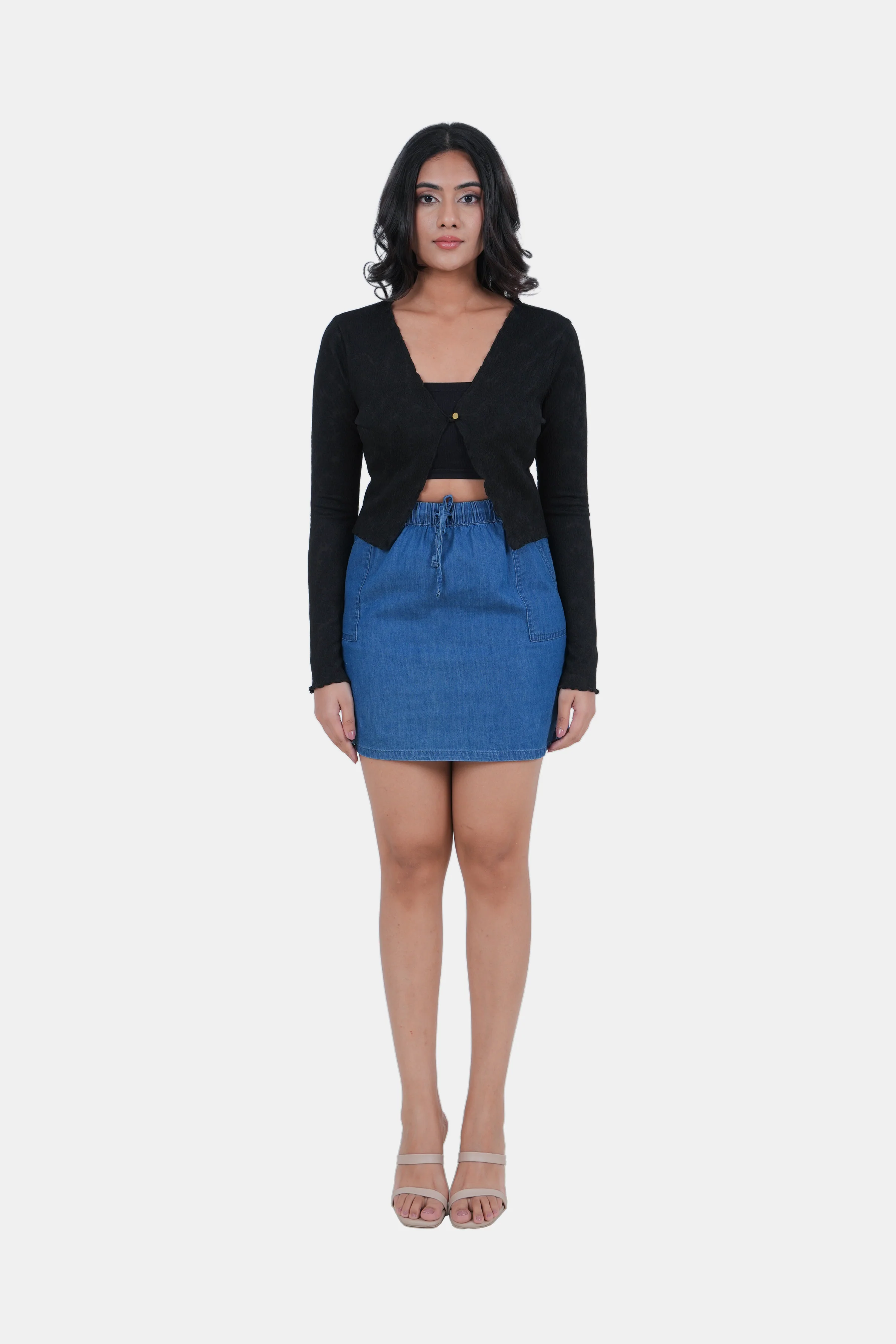 Modano Women's Denim Mini Skirt - Casual Wear - Image 3